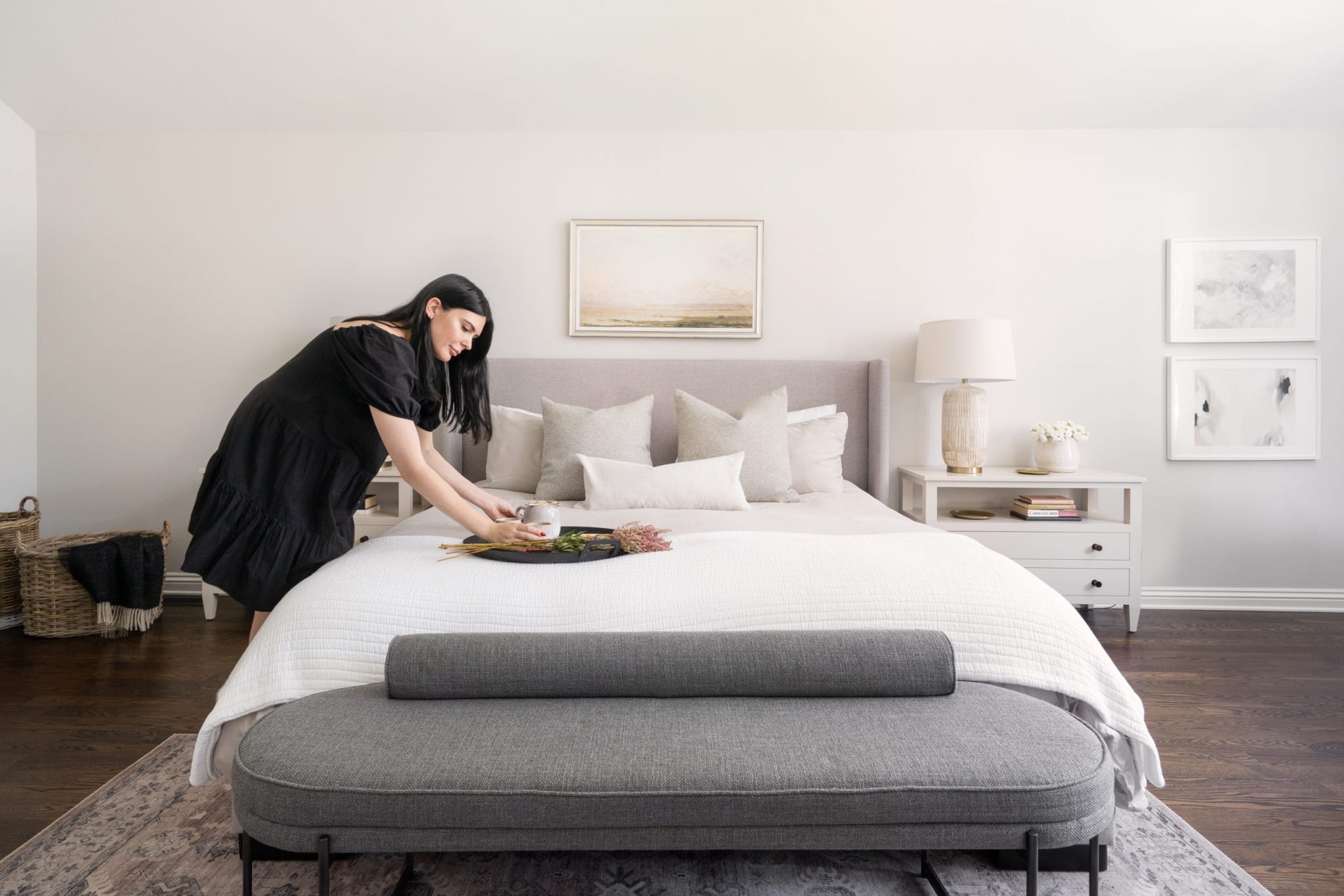 Lara serving breakfast in bed, designed by LUX decor